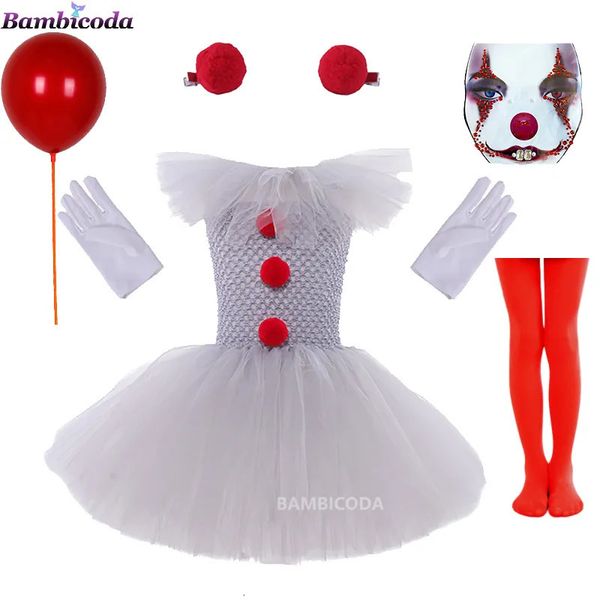 Cosplay gris Joker filles Halloween Costume Tutu robe effrayant Clown enfants carnaval fête Cosplay vêtements enfants Tulle déguisement 2-12Y 231005