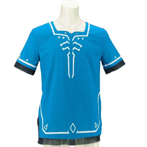 Cosplay Halloween carnaval lágrimas del Reino Link Cosplay camiseta azul nuevo disfraz juego Tops