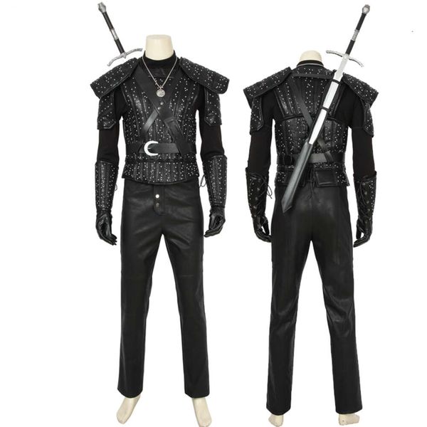 Cosplay Halloween carnaval chasse sauvage Cosplay homme leader Geralt de Rivia Costume sorcière bataille uniforme super-héros armure tenue