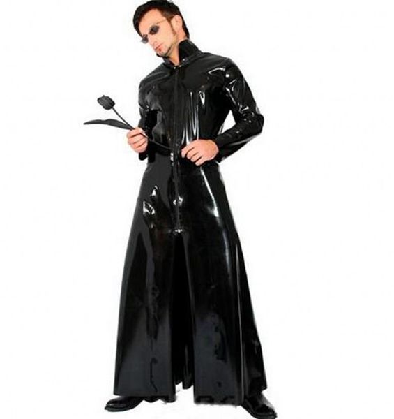 Costumes de costume de Cosplay d'Halloween, vêtements longs noirs, manteau en faux cuir PVC, uniformes gay sexy et amusants