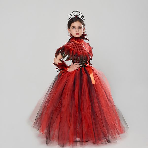 Cosplay Halloween Enfants Filles Sorcière Robe De Fête Gothique Fantôme Costume Enfants Tutu Bandeau Tenues Costume De Carnaval 230825