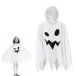 Cosplay Halloween Costume Carnaval Cape avec Capuche Fantôme Blanc pour Filles Enfants Princesse Elf Party 230818