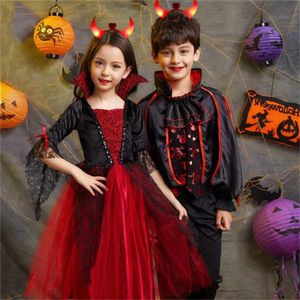 Cosplay disfraz de Halloween para niñas bebés princesa vestida escarlata bruja diablo fantasma ropa disfraz de la capa para niños 230920