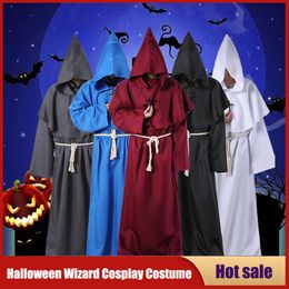 Cosplay Halloween Assistant Cosplay Moine Médiéval Robe À Capuche Costume Masque Chapeau pour Hommes Steampunk Prêtre Horreur Mascarade Unisexe Cape Cape