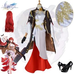 Cosplay Himeko Game Honkai Star Rail Kostuum Sexy Rode Gesp Jurk Pruik Halloween Carnaval Cosplay Party Vrouwelijke Vrouwen