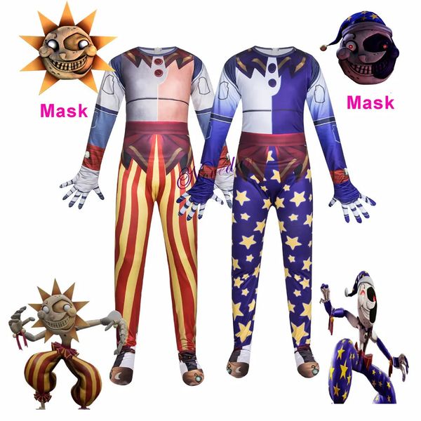 Cosplay Horror Scary Disfraz de Halloween Niños Divertido Sundrop y Moondrop FNAF Mono Máscara Anime Cosplay Disfraz Chirstmas Regalo de cumpleaños 231023