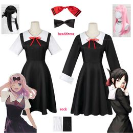 Cosplay Kaguya Sama Love Is War Shinomiya, disfraces de Cosplay, vestidos de Fujiwara Chika, ropa de Anime para adultos, tocado para mujer