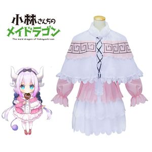 Cosplay Kanna Kamui, Costume de Miss Kobayashi, uniformes Dragon de demoiselle d'honneur, robe Lolita rose et blanche