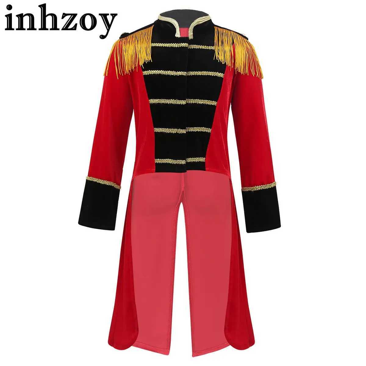 Cosplay Kids Boys Circus Ringmaster Kostüm Halloween Cosplay Party -Outfit Fransen Gold Trimmings Tailcoat Jacke für Performance2405