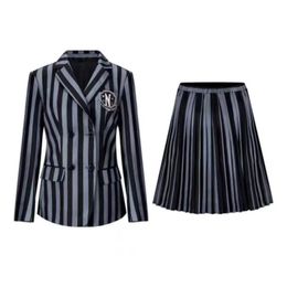 Cosplay enfants enfants mercredi Addams mercredi Cosplay Costume robe tenues Halloween carnaval Costume robe noire jeu de rôle pour les filles 230906