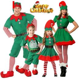 Cosplay Kerstelf voor kinderen Cosplaykostuums Jongens en meisjes Volwassen Elf Cos Dance Party Kerstkostuums Halloween Pakken voor familie 231109
