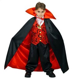 Cosplay enfants Costume Capes Robes noir rouge Deluxe Fantasia habiller fille garçons Halloween chemise gilet pantalon cape ensembles pleine longueur 231109