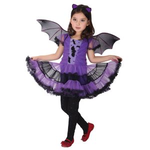 Cosplay enfants filles violet chauve-souris princesse robe déguisement sorcière vêtements avec aile Halloween jeu de rôle vêtements 230818