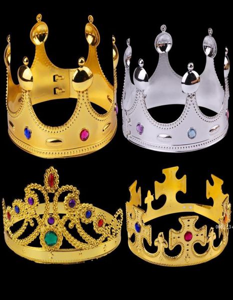 Cosplay King Queen Crown Party Party Tire Prince Prince Princess Crowns Birthday Party Gold Silver 2 Couleurs avec Sacs Opp 8 Couleurs FWE2201791