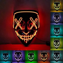 Cosplay LED Horror Mask Light Halloween Up El Wire Scary Glow dans Dark Masque Festival