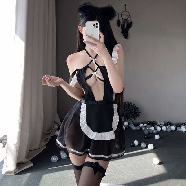 Cosplay Maid Cosplay Costume Sexy Femme Vêtements Érotiques Lingerie Sexe String Costume Split Mini Jupe En Dentelle pour Livraison Gratuite Dropshipping 2023