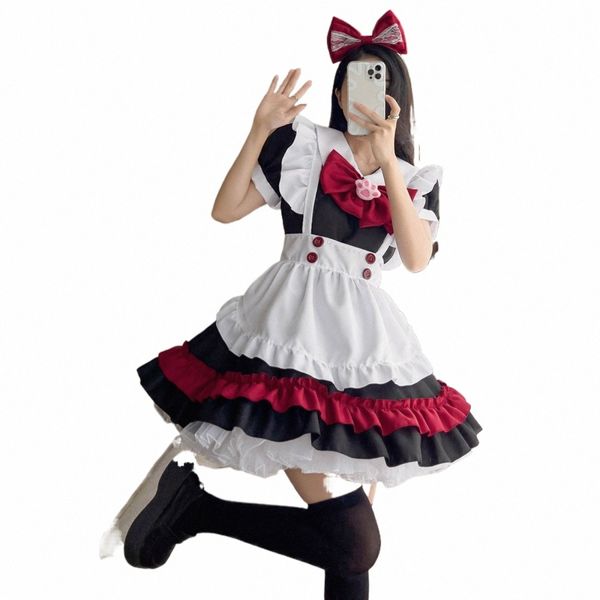 Costumes de demoiselle d'honneur cosplay femmes gothiques Lolita Cat Girl Little Evil Maid's Wear Jeu de rôle Outfit Sexy Dr Halen Noël I0R3 #