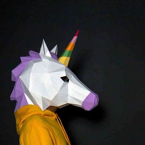 Cosplay Masque 3D Papercraft Papier Adulte Maskking Licorne Halloween Horreur masque visage Costume pour femmes DIY Jouets Art Party Cos