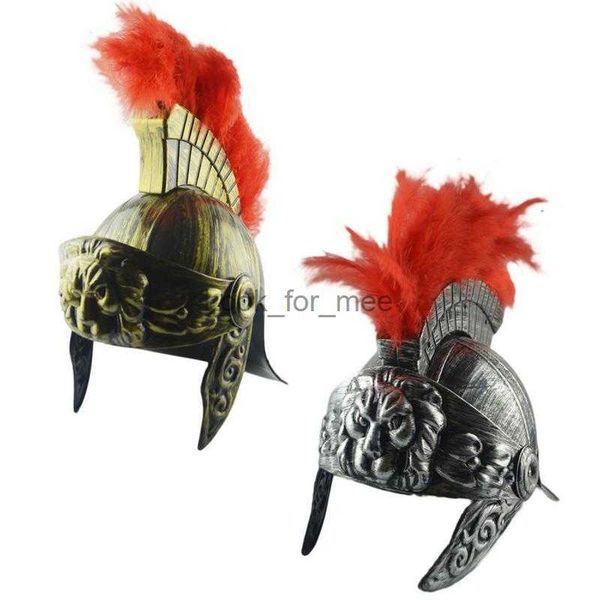 Cosplay mascarade casque casque en plastique chapeau médiéval antique romain Vintage casque plume Lion HKD230823