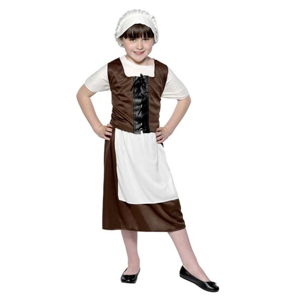Cosplay Médiéval Victorian Maid Girls Tudor Halloween Costume pour enfants Childre