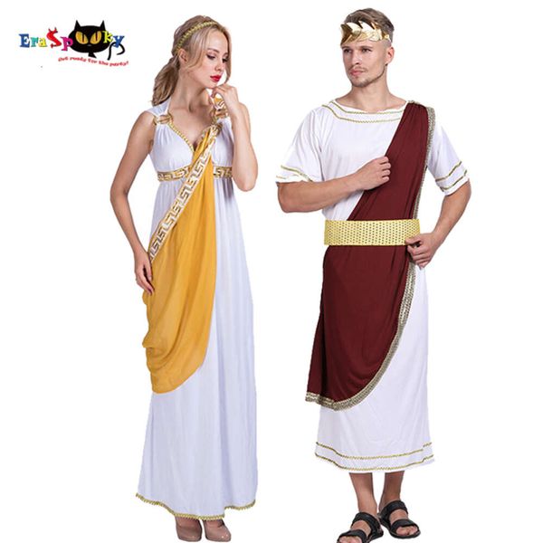 cosplay Vestido medieval de diosa griega para mujer, bata de caballero César romano, disfraz de Halloween para hombre, traje a juego para pareja de carnaval adulto