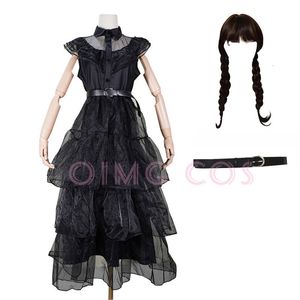 Cosplay Film Mercredi Cosplay Costume Robes Mercredi Addams Cosplay Gothique Vent Adulte Enfants Enfants Robe Halloween Costumes De Fête 230331