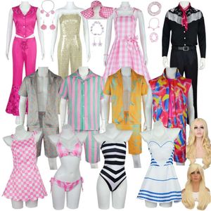 Cosplay nueva última película Ken Cosplay disfraz peluca hombre mujer Sexy niño princesa vestido rosa estrellado traje de baño ropa de playa traje de Halloween