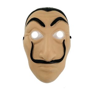 Máscara de fiesta de Cosplay, máscara facial de La Casa De Papel, disfraz de Salvador Dalí, máscara de película, suministros realistas de Navidad para Halloween, dos tamaños