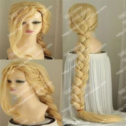 Cosplay Party Tangled Raiponce Blonde Tresses 150CM de Long COS Perruque 279n