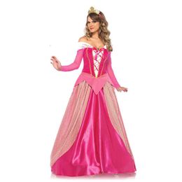 Cosplay Roze Lange Mouw Aurora Doornroosje Prinses Jurken Halloween Cosplay Speelt Costumecosplay