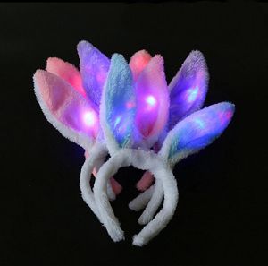 Cosplay en peluche lapin oreille LED cheveux cerceau clignotant lueur bandeau couronne coeur éclairer cheveux accessoires Halloween fête fournitures 6 couleurs