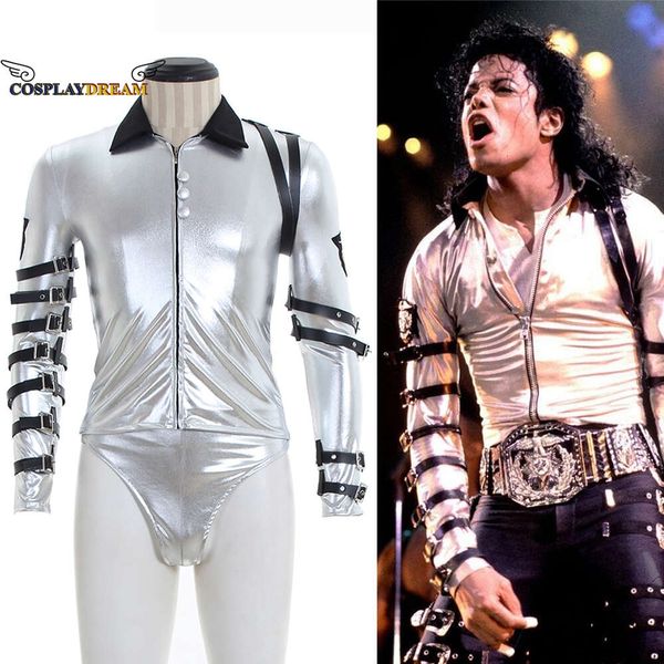 cosplay Punk MJ Michael Jackson classique BAD Tour Sier body veste d'extérieur pour Collection supprimer cadeau unisexe Costume combinaison