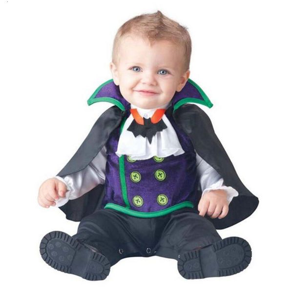 Disfraz de murciélago negro púrpura para bebés, niños y niñas, mono con capa de 6M, 12M, 24M, vestido elegante de Halloween Purim 230818