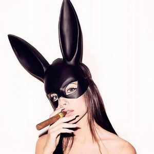 Cosplay marca de conejo Pascua mujer chica Sexy Orejas de conejo máscara conejito orejas largas Bondage máscara fiesta de disfraces de Halloween máscara de Cosplay