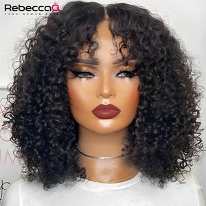 Cosplay S Highlight Short Jerry Curly Bob 13x6x1 Lace Front Human Hair For Women Mahony Red Brown Kinky 230811