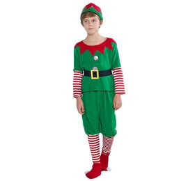 Cosplay S M L Kerstmis Kinderen Jongens Elf Cosplaykostuums voor Festival Party Outfit Kerst Elfen 6 stks/set Kleding voor kinderen Chris Party 231109
