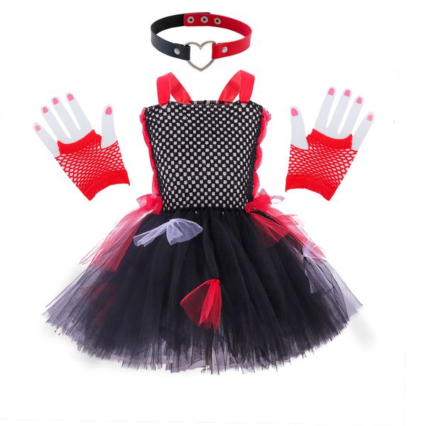 Cosplay Scary Zombie Kids Disfraz de Halloween Set Black Red Girls Tutu Vestido Halloween Ropa para niños Vestidos de tul 230901