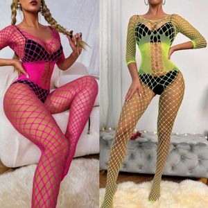 Cosplay Sexy maille résille Body pour femmes Porno Lingerie Body ouvert entrejambe Teddy Body costume femme 18 + sous-vêtements érotiques