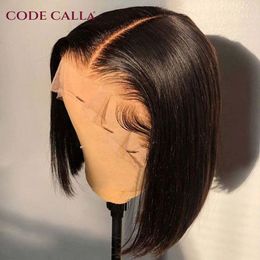 Cosplay T parte frontal de encaje Pre Pluckes código Calla cabello humano para mujeres corto recto Bob brasileño en venta 230808