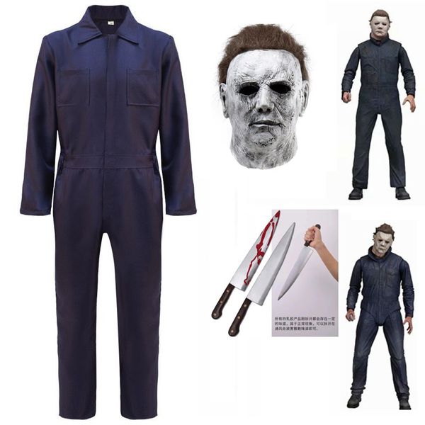 Thème Cosplay film de terreur Michael Myers Cosplay Horrible masque fantôme en Latex uniforme Costume d'halloween pour hommes adultes