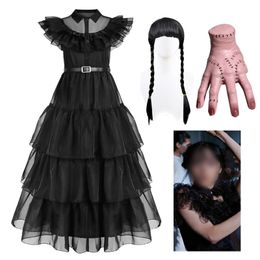 Cosplay mercredi Cosplay pour fille Costume robes pour enfants mercredi Cosplay Costumes noir gothique Halloween robe de fête 230906
