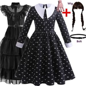 Cosplay mercredi Cosplay pour fille Costume film mercredi robe en maille pour enfants filles robes de fête Costumes d'Halloween 4-12 ans 230906