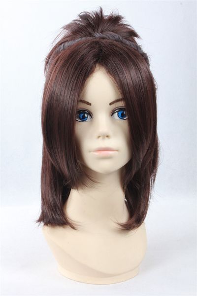 Peluca de cosplay Attack On Titan Hanji Zoe Long Brown Pony Fiesta de Halloween Anime Hair