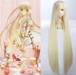 Perruque de cosplay Chobits Eruda, cheveux lisses et longs, blonds, Halloween, Anime, pour filles