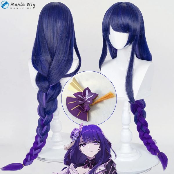 Perruques de cosplay 100 cm d'épaisseur tissé surprise shogunat perruque de jeu de rôle général anime Genshin impact violet dégradé bal perruque résistante à la chaleur Bezebu anime perruque 231116