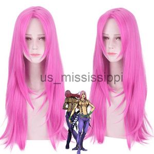 Cosplay Pruiken Anime 70 CM JoJo's Bizarre Adventure Diavolo Anime Lange Hittebestendige Cosplay Kostuums Pruik Vrouwen Mannen Pruiken x0901