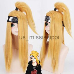 Pelucas de cosplay Anime Akactuki Peluca de cosplay Halloween Deidara Peluca de cosplay para hombres Mujeres Pelucas largas de oro Postizo Disfraz Cosplay Prop x0901