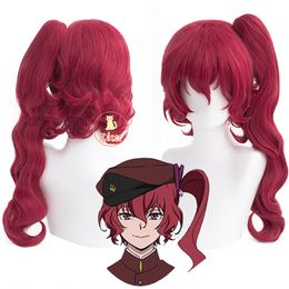 Perruques Cosplay Anime Bungo Stray Dogs 4ème Teruko Okura Cosplay perruque queue de cheval rouge cheveux longs chiens de chasse haletant de l'âme filles femmes accessoire 230908