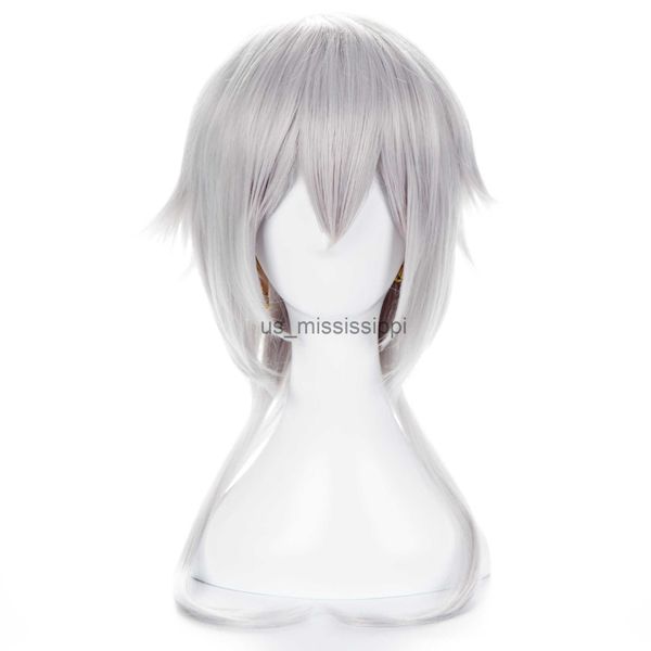 Cosplay perruques Anime Bungo chiens errants Fukuzawa Yukichi argenté blanc résistant à la chaleur cheveux Cosplay Costume perruque x0901