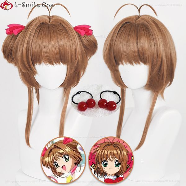 Perruques de cosplay Anime Card Captors Sakura Cosplay Costume perruques Sakura Kinomoto perruque cheveux synthétiques résistants à la chaleur Halloween fête perruques bonnet de perruque 230904